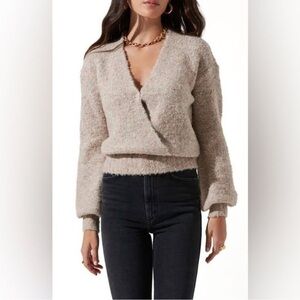 Astr Cozy Beige V-Neck Sweater